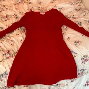 Red, long sleeve Jessica Simpson dress.